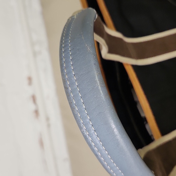 Vintage Coach Hampton Bag Dark Navy Shoulder Tote Bag Navy/ Tan Y2K - Picture 7 of 9